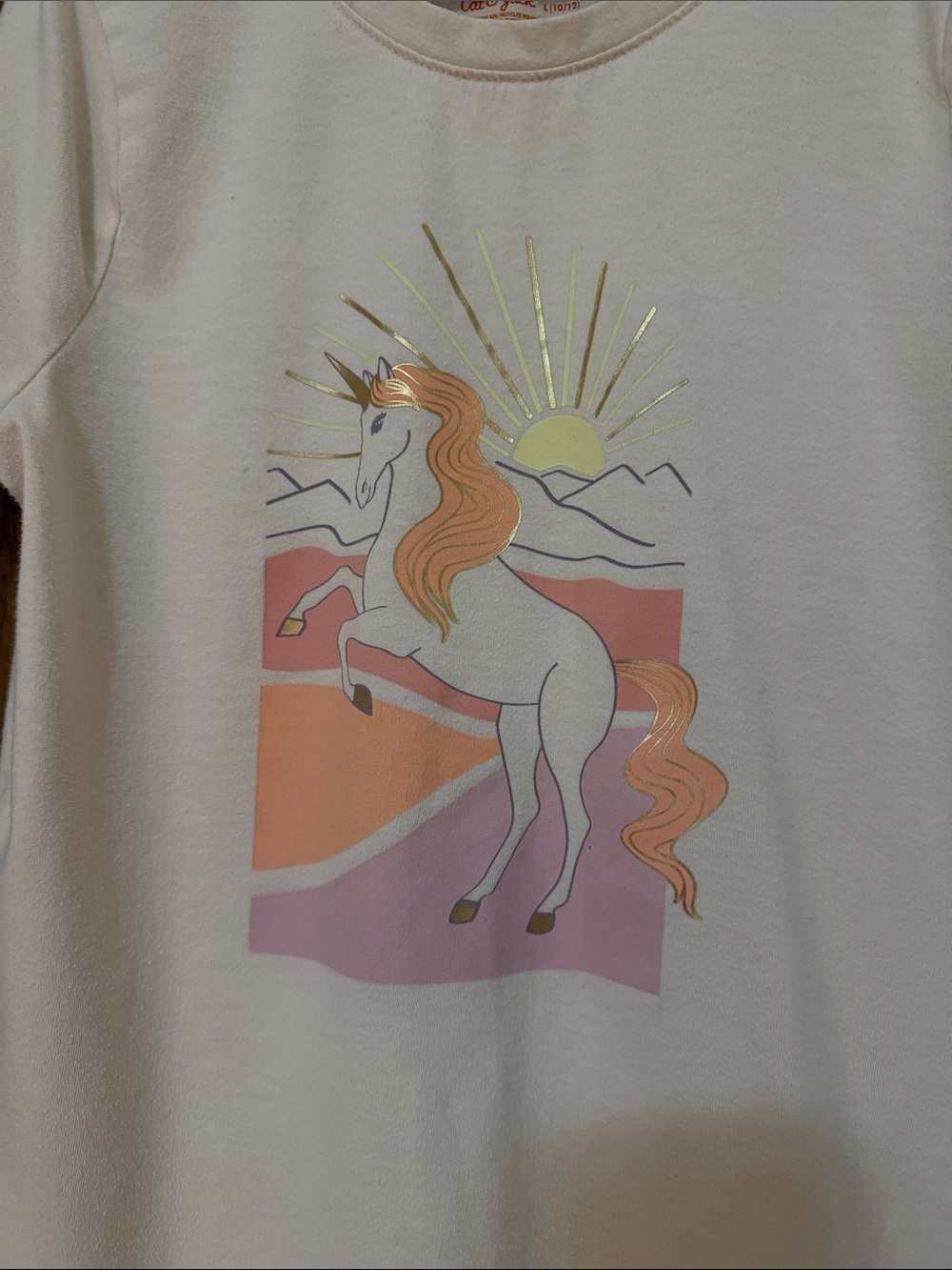 Cat & Jack Cream Short-Sleeve Tee with Pastel Unicorn Graphic - Picture 2 of 10